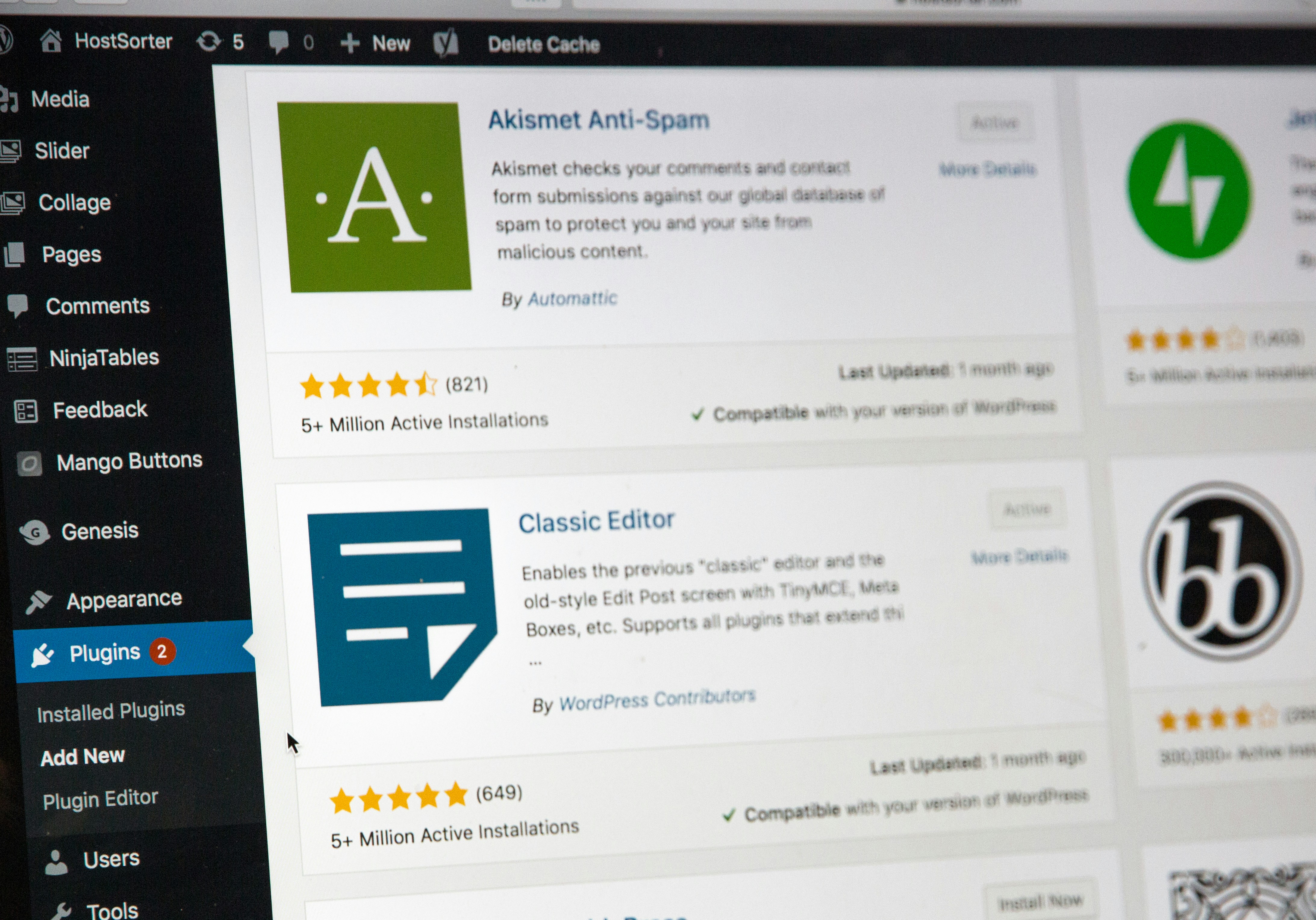 WordPress Dashboard Interface